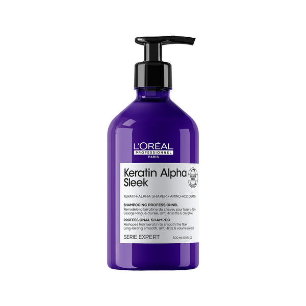 Champú Keratin Alpha Sleek antiencrespamiento para un cabello suave