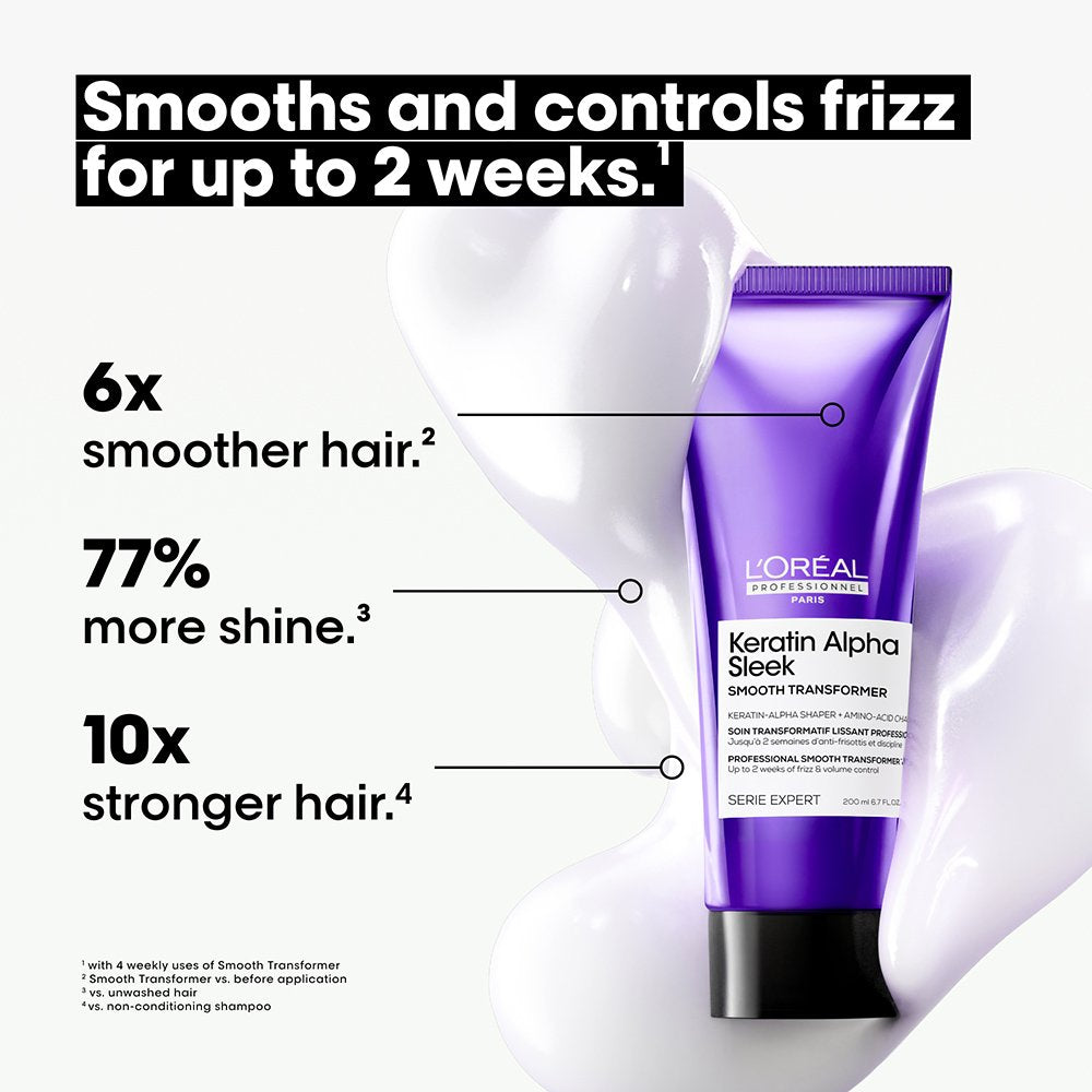 Keratin Alpha Sleek Anti-Frizz Smooth Transformer for Smooth Hair